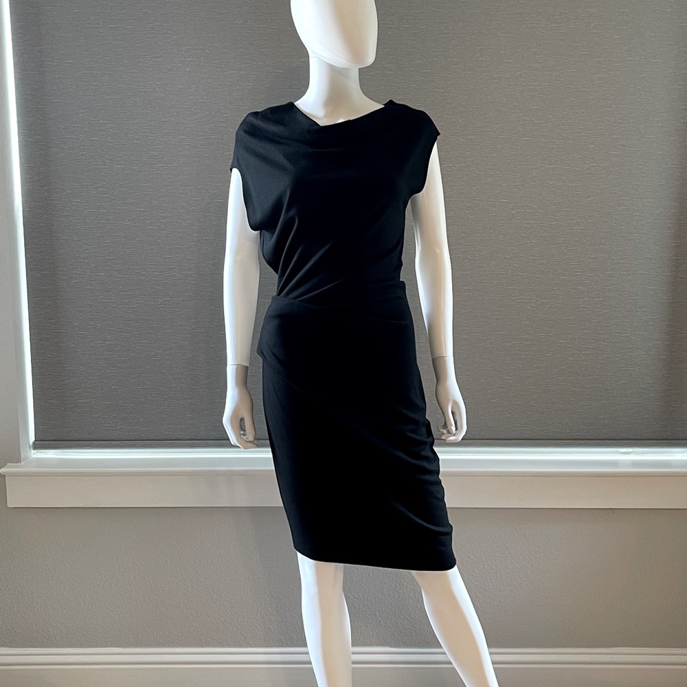 Helmut Lang Sonar Asymmetrical Wool Dress, Black, Size Medium